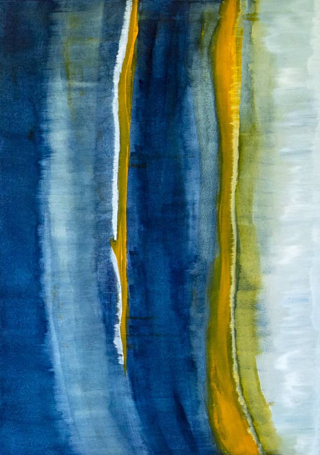 Ciel, il pleut !!! Confidence d'une goutte d'eau : verticales de bleus, de jaune et de vert